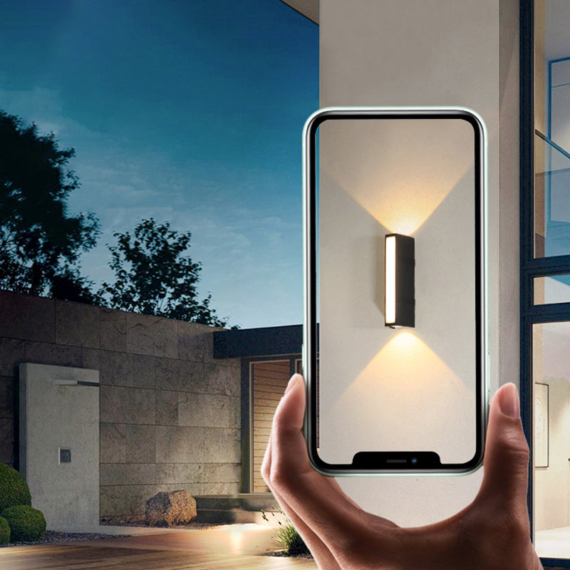 Simple Wall Sconce Rectangle Outdoor Sconce Light Fixture in Black