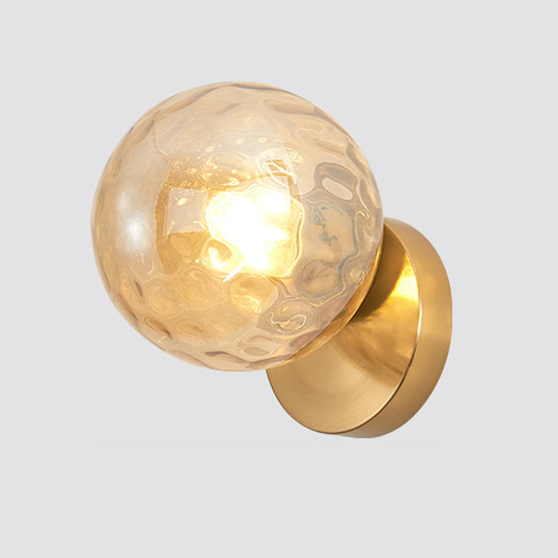 Globe Shade 1 - Light Wall Lighting Fixture in Black / Gold Iron & Glass Wall Fixture