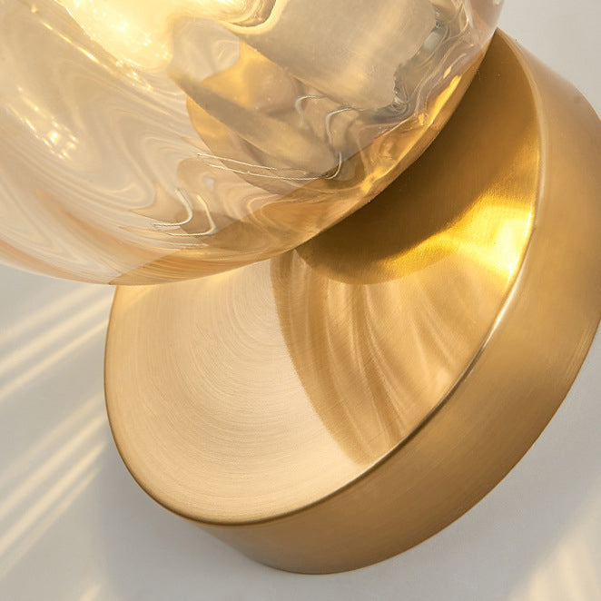 Globe Shade 1 - Light Wall Lighting Fixture in Black / Gold Iron & Glass Wall Fixture