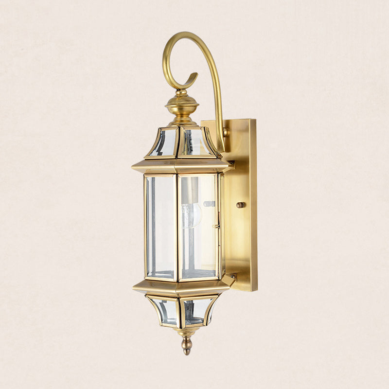 Geometric Shape Glass Wall Lighting Industrial Style 1 Light Wall Mounted Light in Gold