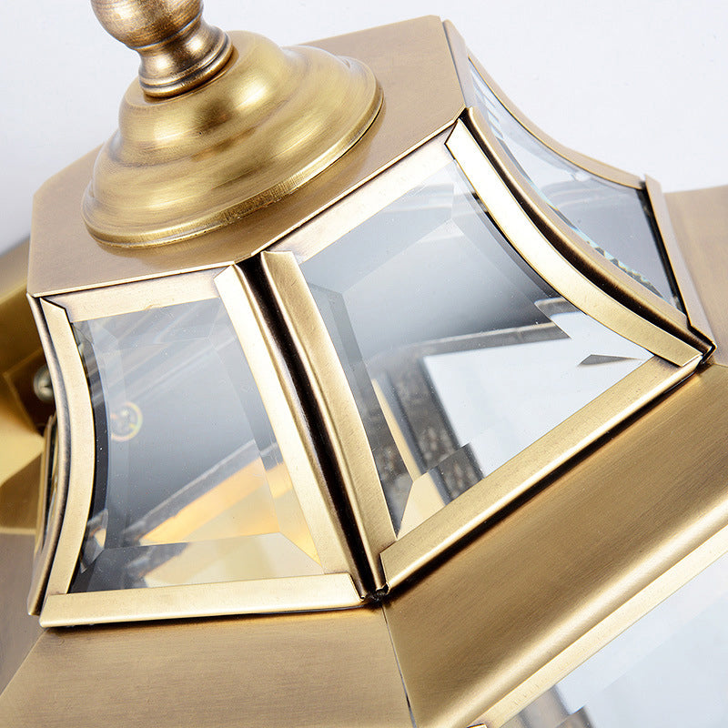 Geometric Shape Glass Wall Lighting Industrial Style 1 Light Wall Mounted Light in Gold