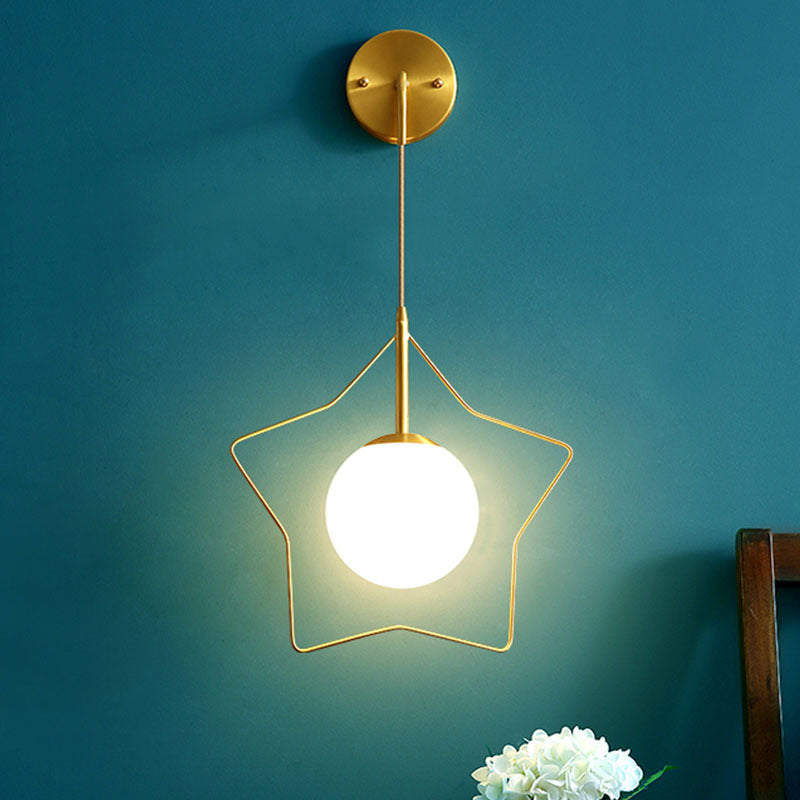 Ball Shape Metal Wall Lighting Modern Style 1-Light Wall Mounted Light in Gold