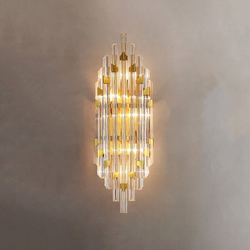 Geometric Shape Crystal Wall Lighting Modern Style 2-Lights Wall Mounted Light in Gold