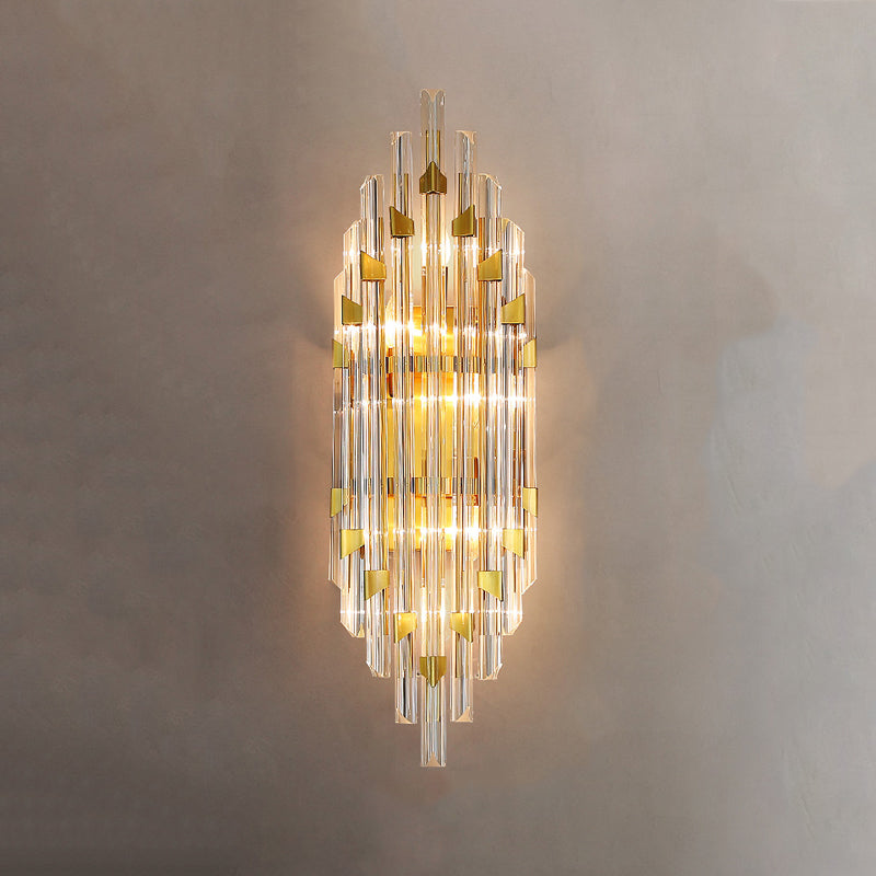 Geometric Shape Crystal Wall Lighting Modern Style 2-Lights Wall Mounted Light in Gold