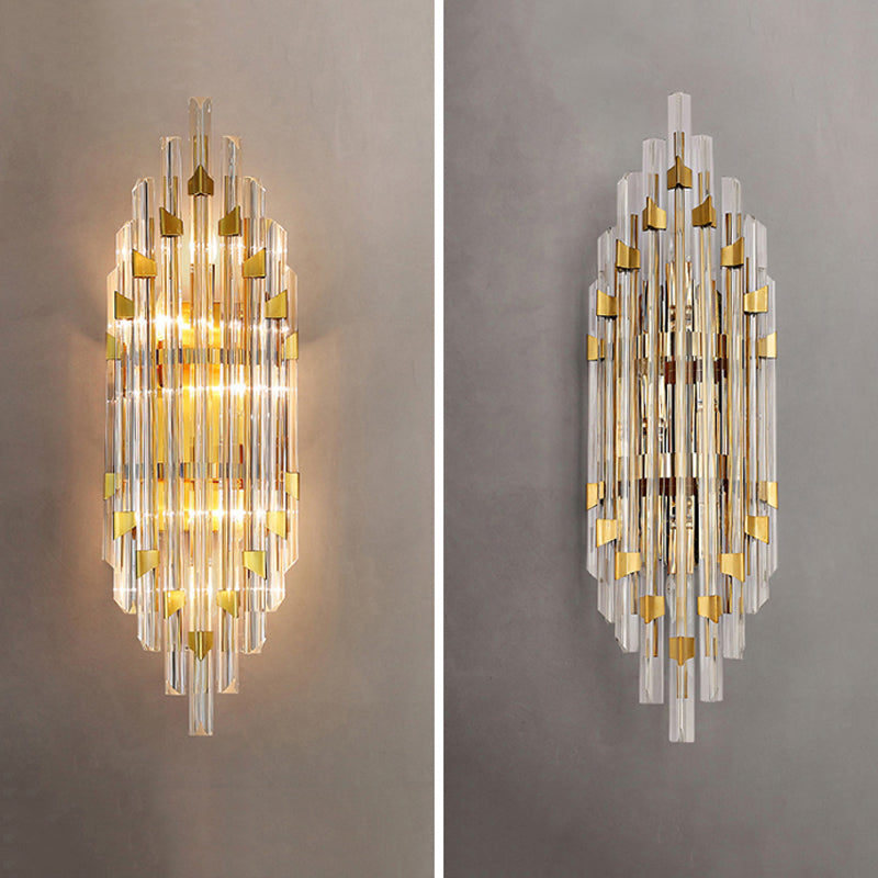 Geometric Shape Crystal Wall Lighting Modern Style 2-Lights Wall Mounted Light in Gold