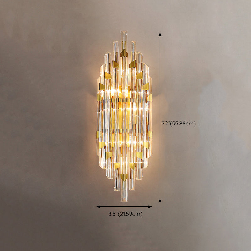 Geometric Shape Crystal Wall Lighting Modern Style 2-Lights Wall Mounted Light in Gold