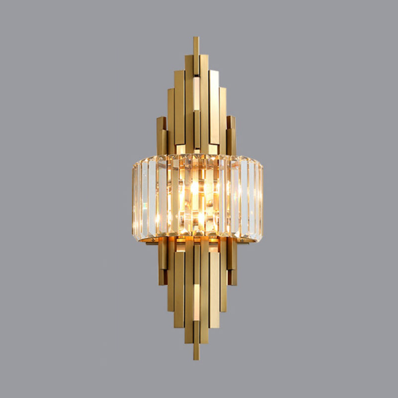 Geometric Shape Crystal Wall Lighting Modern Style 2-Lights Wall Mounted Light in Gold