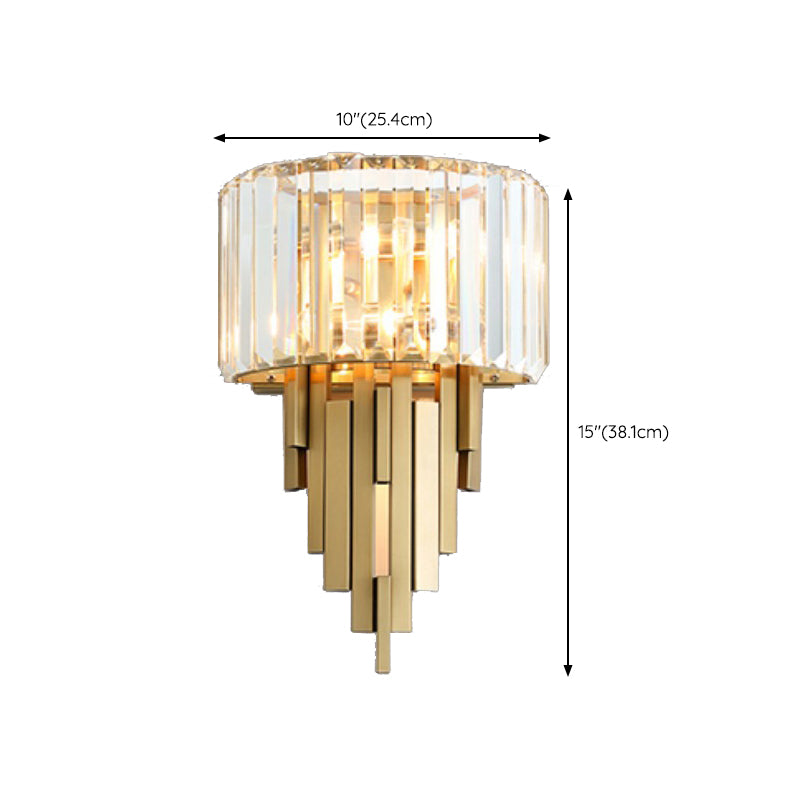 Geometric Shape Crystal Wall Lighting Modern Style 2-Lights Wall Mounted Light in Gold