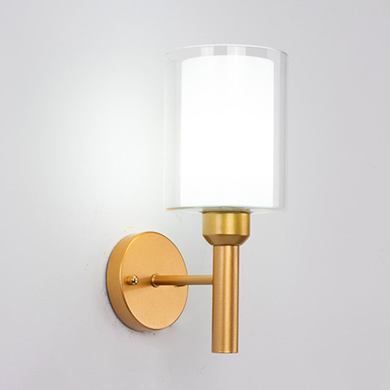 Contemporary Black/Golden Bathroom Vanity Light 1 Light Glass Bath Bar