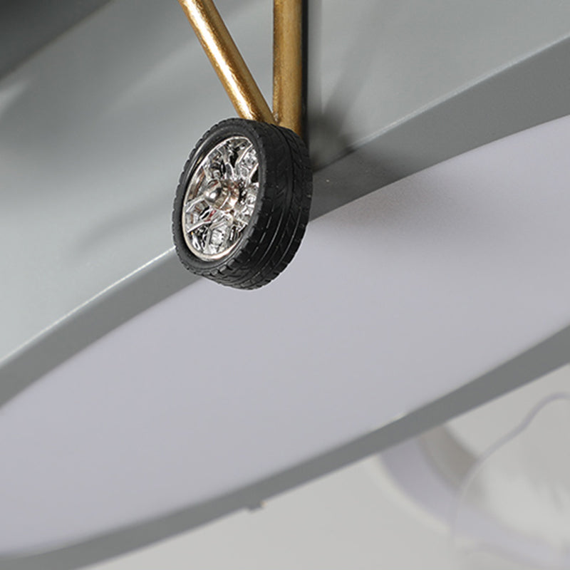 Kids LED Ceiling Fan Lamp Airplane Metal Fan Lighting in Grey for Bedroom