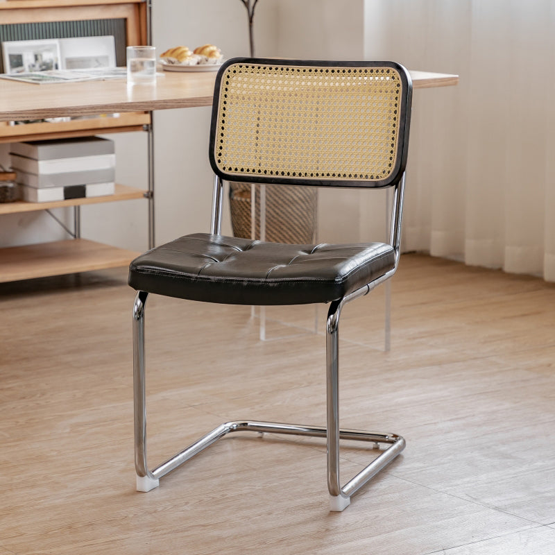 Upholstered Side Chair Modern Style Open Back Armless Chair with Chrome Base
