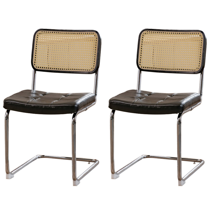 Upholstered Side Chair Modern Style Open Back Armless Chair with Chrome Base
