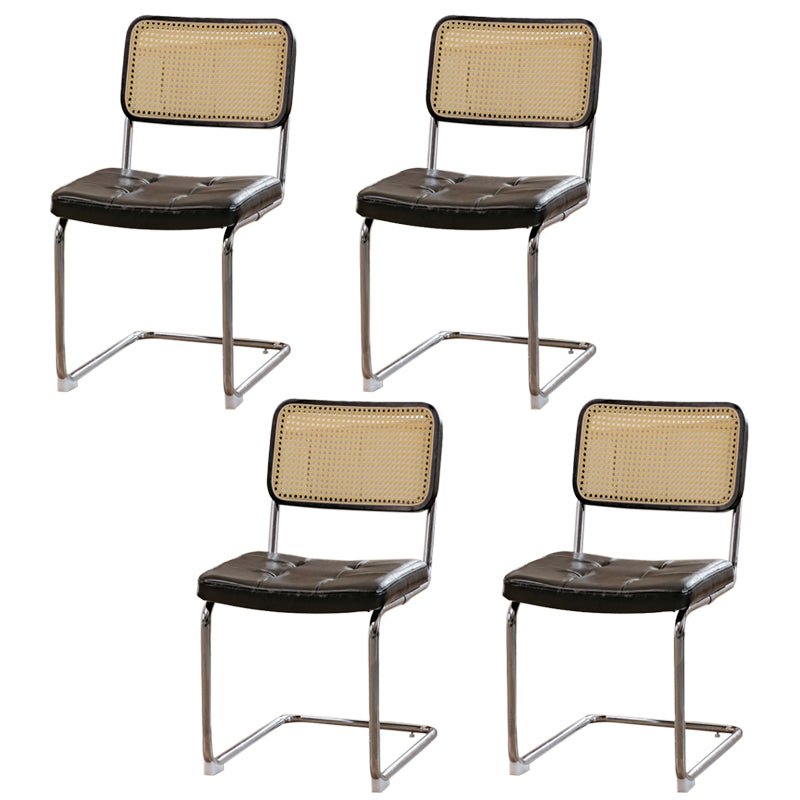 Upholstered Side Chair Modern Style Open Back Armless Chair with Chrome Base