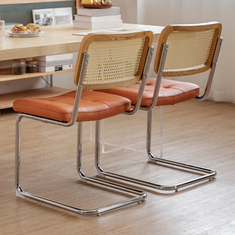 Upholstered Side Chair Modern Style Open Back Armless Chair with Chrome Base