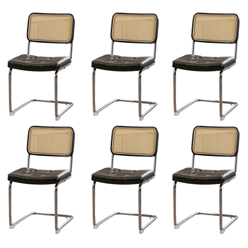 Upholstered Side Chair Modern Style Open Back Armless Chair with Chrome Base
