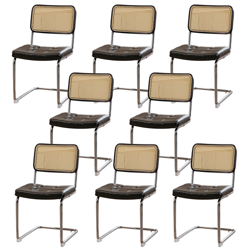 Upholstered Side Chair Modern Style Open Back Armless Chair with Chrome Base