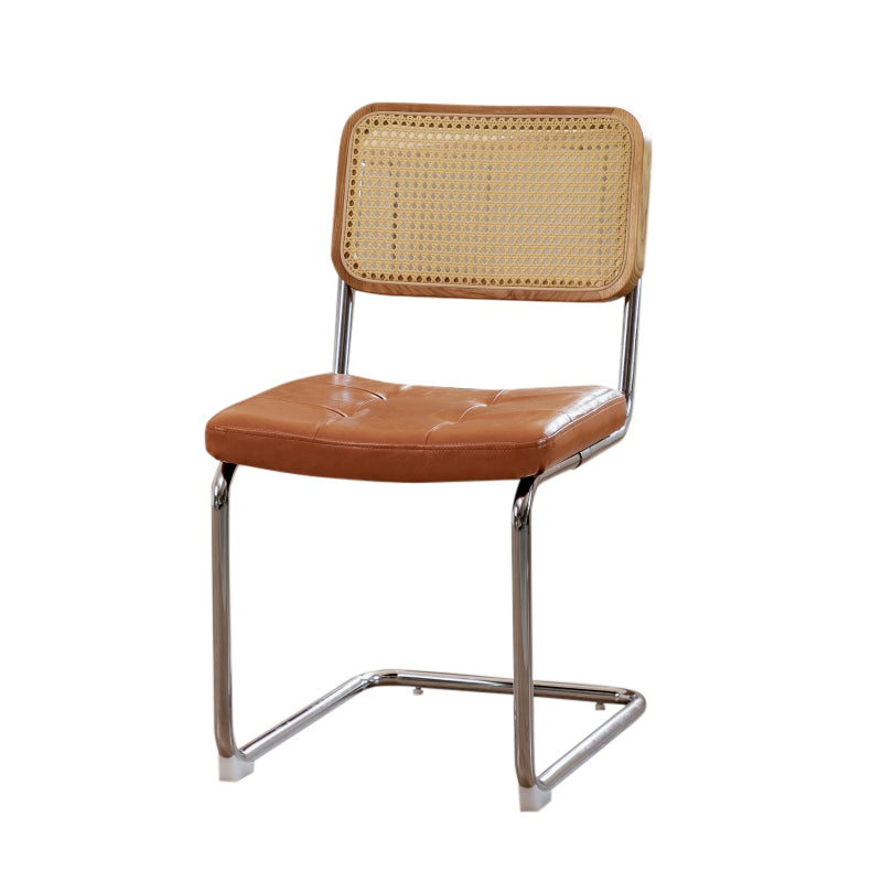 Upholstered Side Chair Modern Style Open Back Armless Chair with Chrome Base