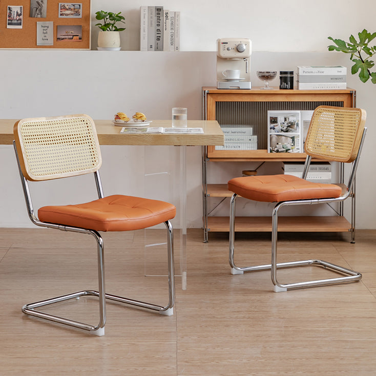 Upholstered Side Chair Modern Style Open Back Armless Chair with Chrome Base