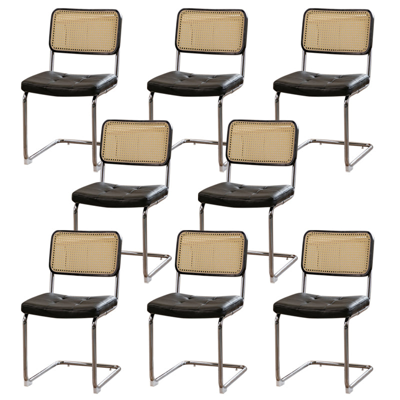 Upholstered Side Chair Modern Style Open Back Armless Chair with Chrome Base