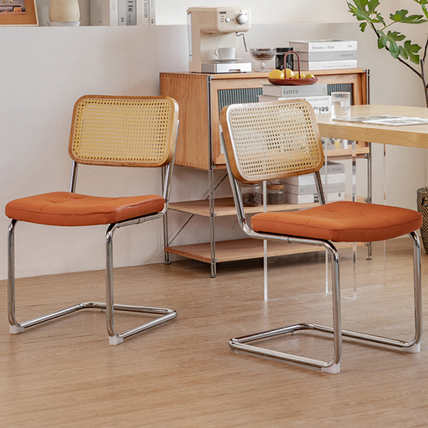 Upholstered Side Chair Modern Style Open Back Armless Chair with Chrome Base