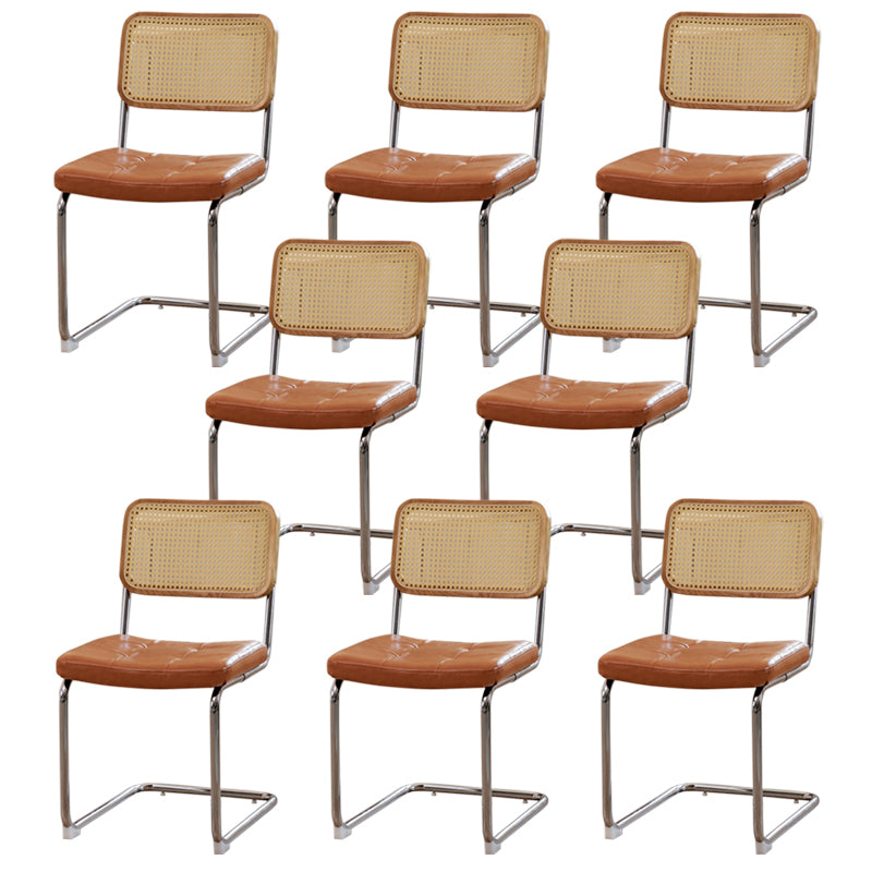 Upholstered Side Chair Modern Style Open Back Armless Chair with Chrome Base