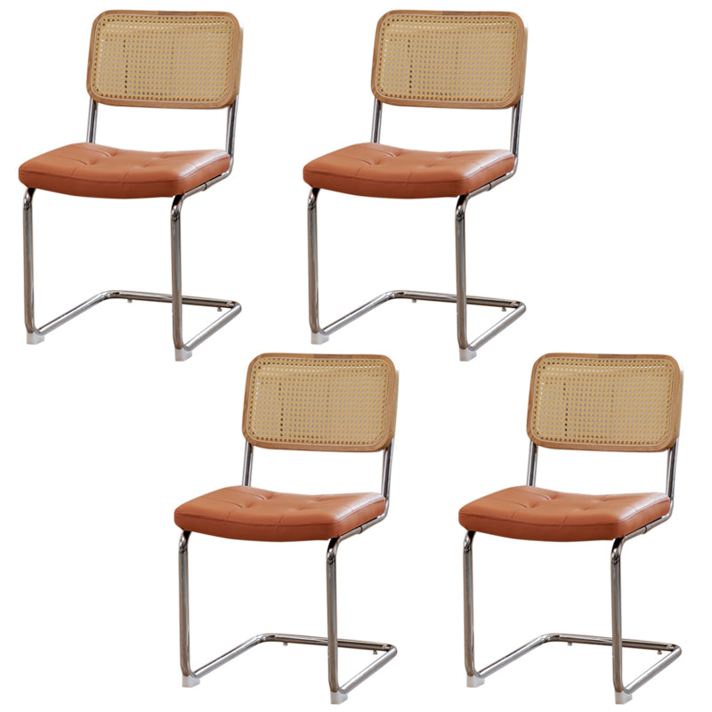 Upholstered Side Chair Modern Style Open Back Armless Chair with Chrome Base