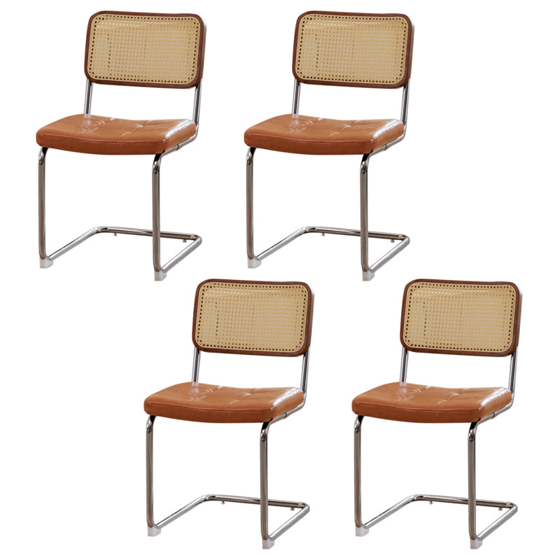 Upholstered Side Chair Modern Style Open Back Armless Chair with Chrome Base