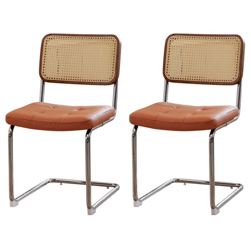 Upholstered Side Chair Modern Style Open Back Armless Chair with Chrome Base