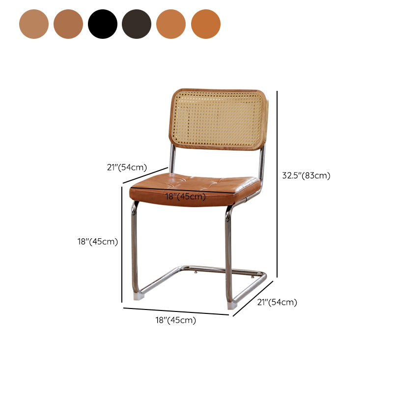 Upholstered Side Chair Modern Style Open Back Armless Chair with Chrome Base