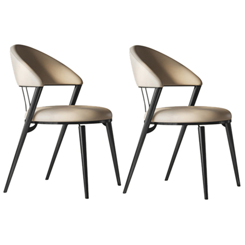 Upholstered Side Chair Nordic Style Open Back Armless Chair in Grey