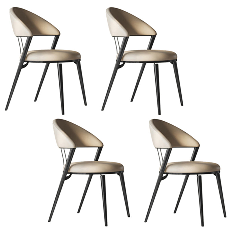 Upholstered Side Chair Nordic Style Open Back Armless Chair in Grey