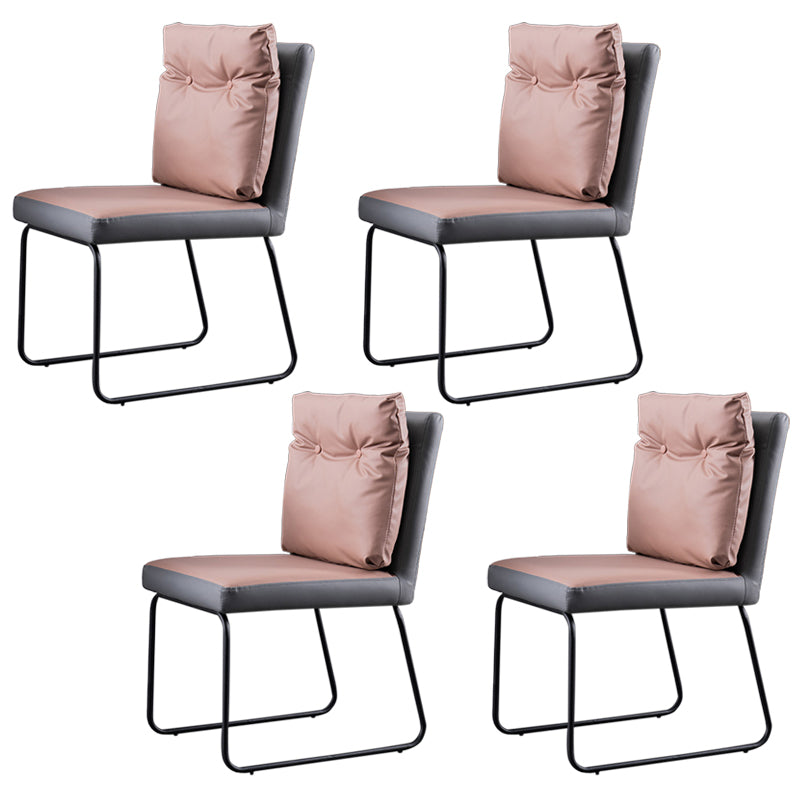 Industrial Kitchen Dining Chairs Faux Leather Side Chair with Black Legs