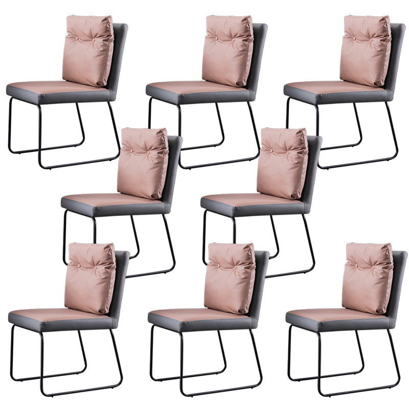 Industrial Kitchen Dining Chairs Faux Leather Side Chair with Black Legs