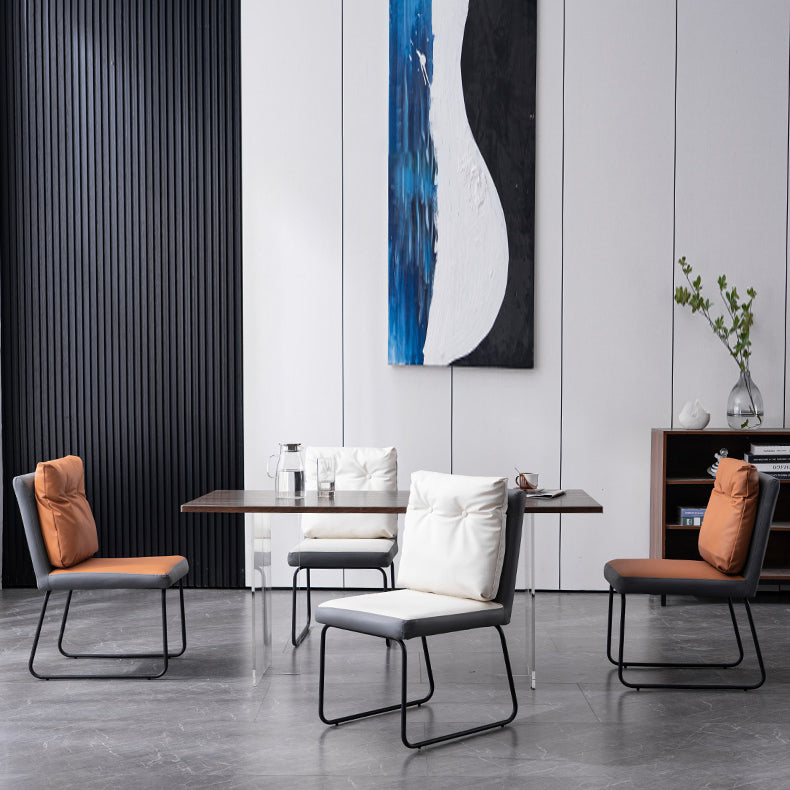 Industrial Kitchen Dining Chairs Faux Leather Side Chair with Black Legs