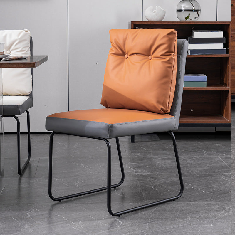 Industrial Kitchen Dining Chairs Faux Leather Side Chair with Black Legs