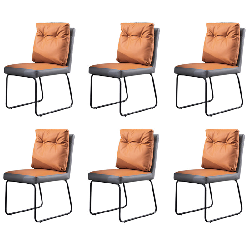 Industrial Kitchen Dining Chairs Faux Leather Side Chair with Black Legs
