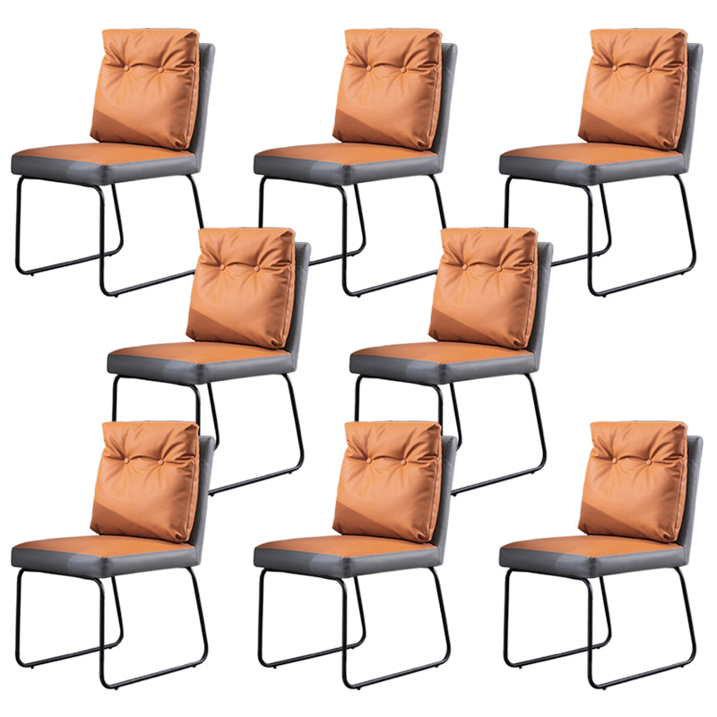 Industrial Kitchen Dining Chairs Faux Leather Side Chair with Black Legs