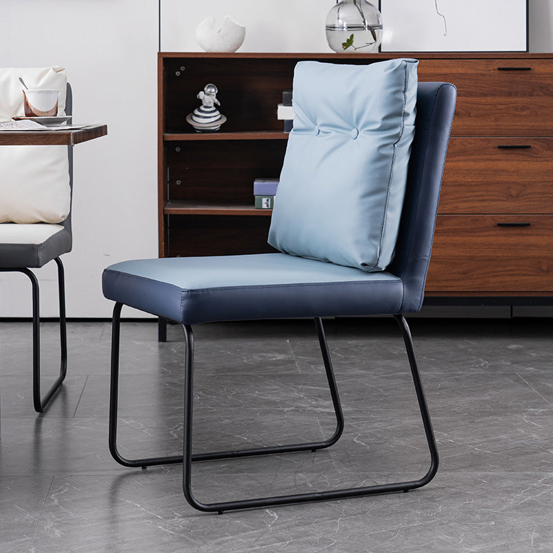 Industrial Kitchen Dining Chairs Faux Leather Side Chair with Black Legs