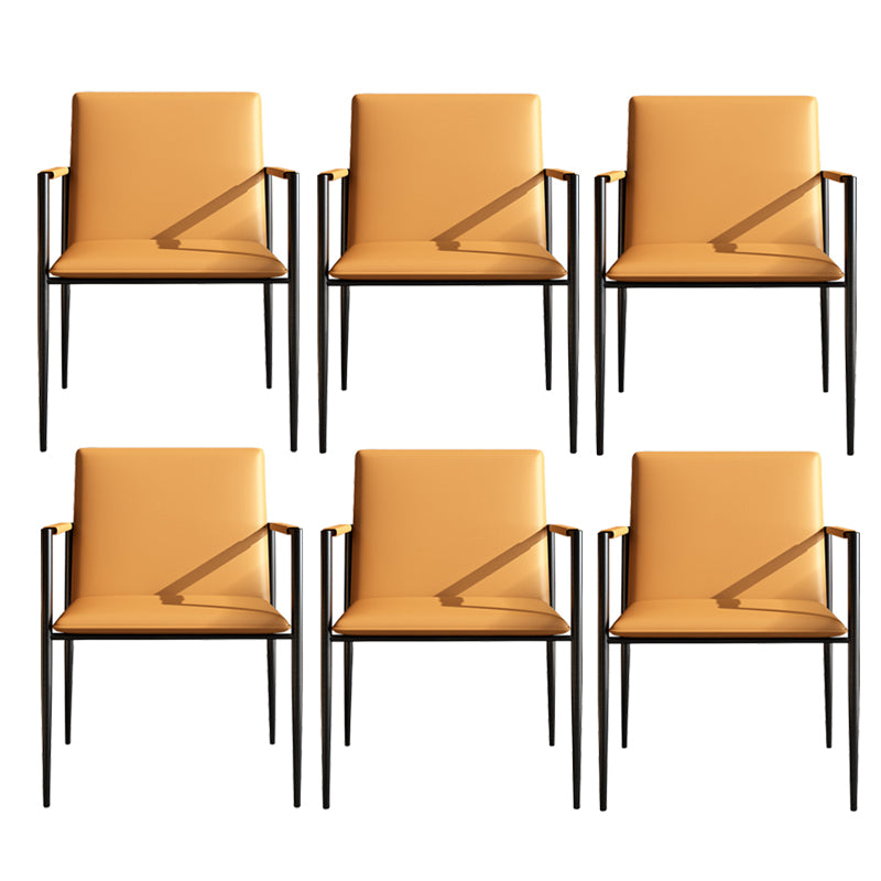 Industrial Upholstered Arm Chair Metal Legs Parsons Dining Chair