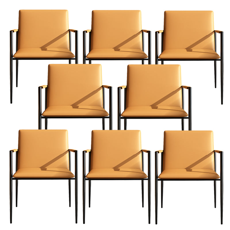 Industrial Upholstered Arm Chair Metal Legs Parsons Dining Chair