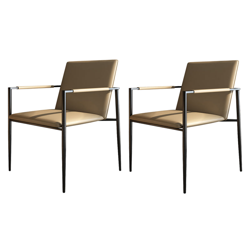Industrial Upholstered Arm Chair Metal Legs Parsons Dining Chair