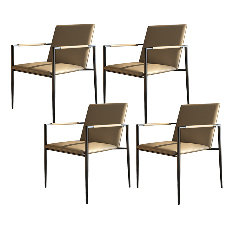 Industrial Upholstered Arm Chair Metal Legs Parsons Dining Chair