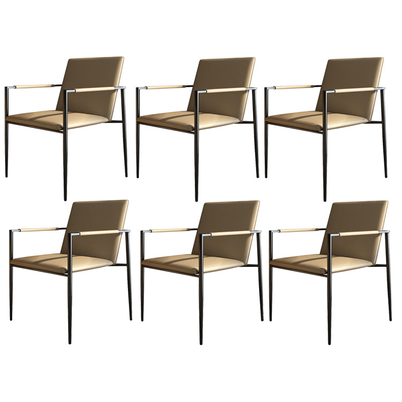Industrial Upholstered Arm Chair Metal Legs Parsons Dining Chair