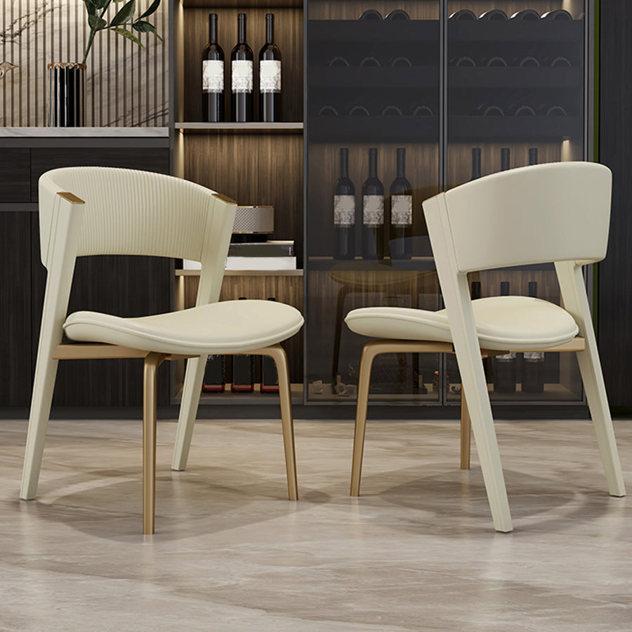 Dining Room Glam Side Chair Metal Legs Open Back Dining Armless Chair