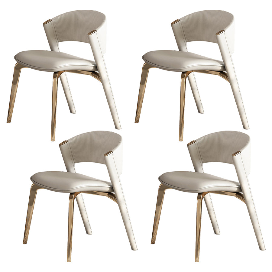 Dining Room Glam Side Chair Metal Legs Open Back Dining Armless Chair