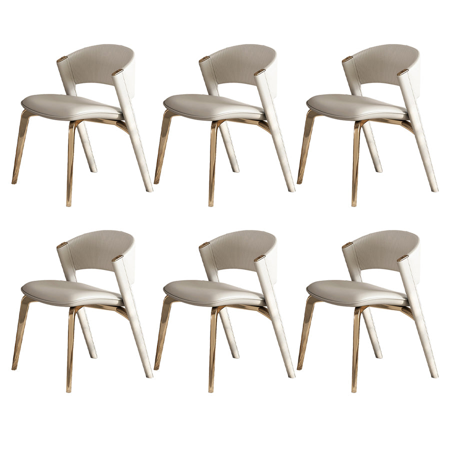 Dining Room Glam Side Chair Metal Legs Open Back Dining Armless Chair