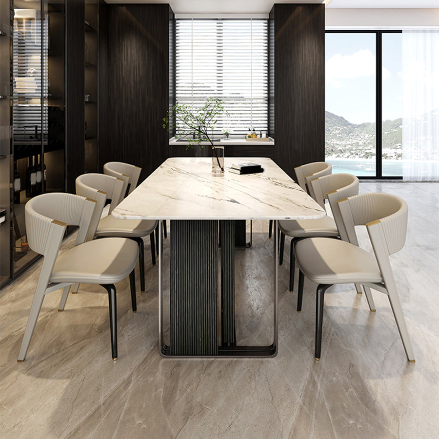 Dining Room Glam Side Chair Metal Legs Open Back Dining Armless Chair