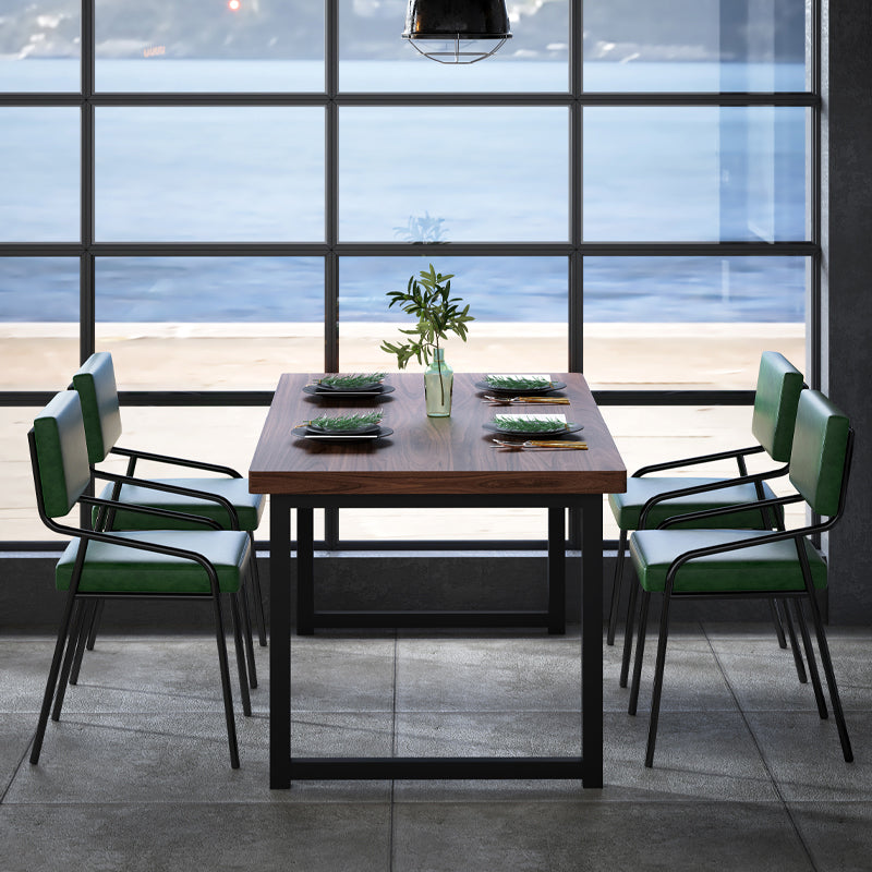 PU Leather Dining Chairs Industrial Style Open Back Armless Chair for Dining Room
