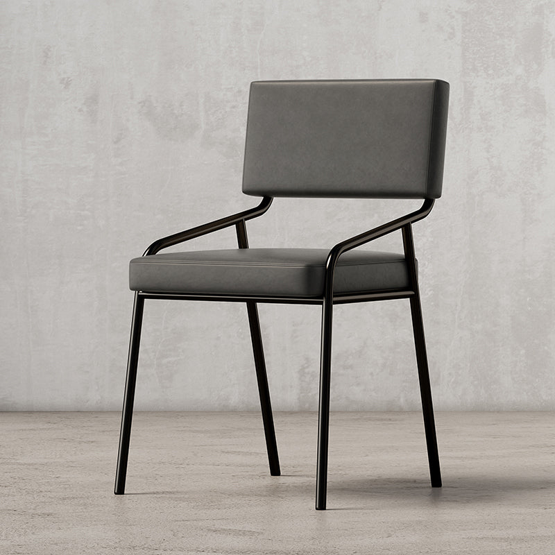 PU Leather Dining Chairs Industrial Style Open Back Armless Chair for Dining Room