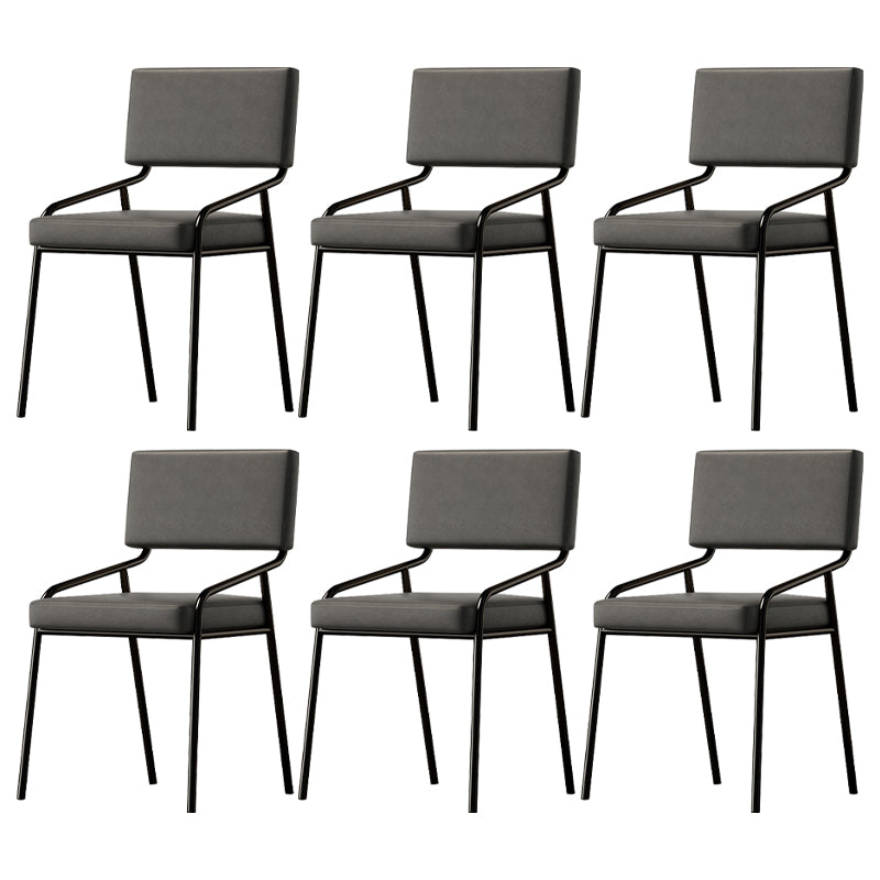PU Leather Dining Chairs Industrial Style Open Back Armless Chair for Dining Room